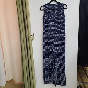 Polka Dot V Neck Jump Suit